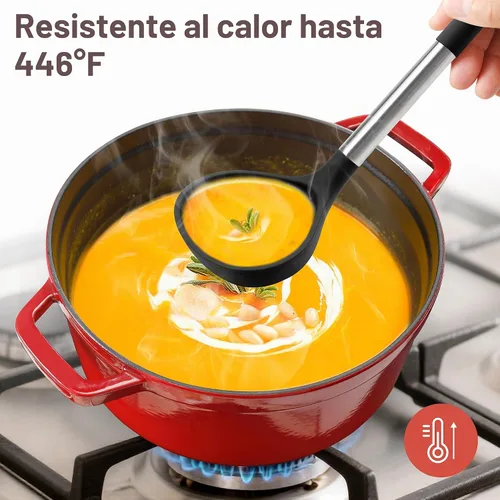 Vista 4 de Juego de utensilios de cocina de silicona, juego de 28 piezas de utensilios de cocina para cocinar, juego de espátulas resistentes al calor de 446