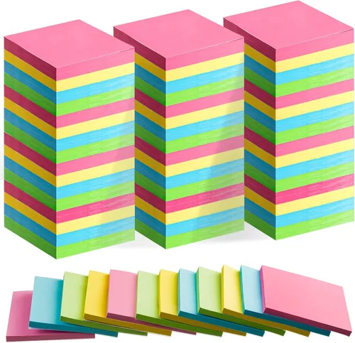 Vista 9 de Fainne Paquete de 120 notas adhesivas a granel de 3 x 3 pulgadas, bloc de notas autoadhesivas de papel multicolor para suministros escolares