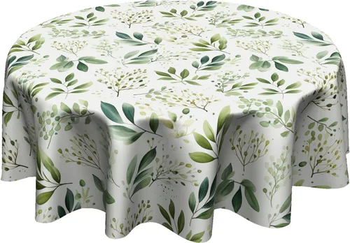 Vista 11 de Giwawa Mantel de hojas florales bohemias, mantel de hojas coloridas, mantel botánico natural de acuarela, mantel redondo de primavera y verano, Boho