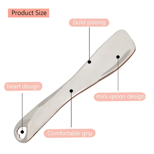 Vista 7 de 3 cucharas cosméticas de metal, mini espátula de aleación de zinc, espátula de máscara facial crema facial cuchara cosmética cuchara de belleza