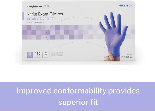 Vista 3 de McKesson Confiderm 3.0 Disposable Nitrile Exam Glove Standard Cuff Length
