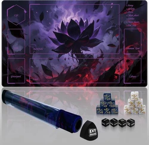 Vista 7 de Tapete MTG TCG -Incluye tubo de almacenamiento y 7 dados-¡Experimenta calidad de primer nivel y alfombrilla impermeable y antideslizante con bloqueo
