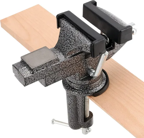 Vista 6 de Paquete de 2 tornillos de mesa universales de 3 pulgadas, tornillo de banco giratorio de 360°, abrazadera de base de trabajo portátil con juntas