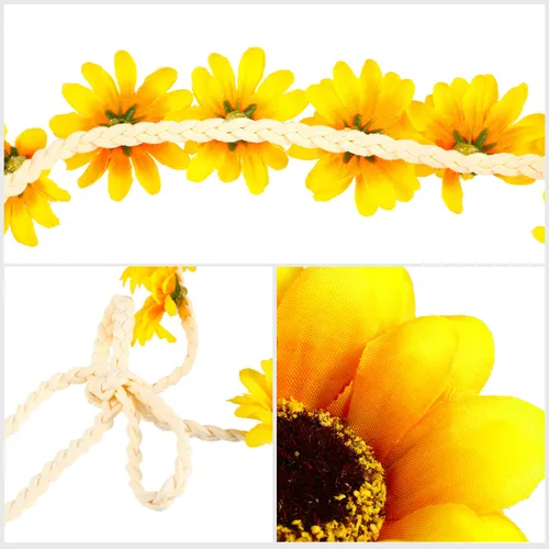 Vista 7 de 18 accesorios para el cabello de girasol, 3 diademas florales y 15 pinzas para el cabello para mujeres y niñas, corona bohemia de girasol, corona