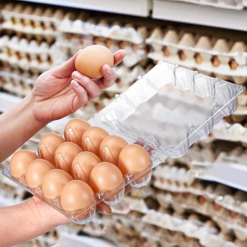 Vista 6 de Zubebe 200 Piezas Cartones de Huevos de Plástico Transparente - Bandeja Vacía a Granel para Pollos que Sostiene de Forma Segura para Granja Negocio