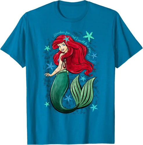 Vista 4 de Disney The Little Mermaid - Camiseta con notas musicales de Ariel, talla S Blanco