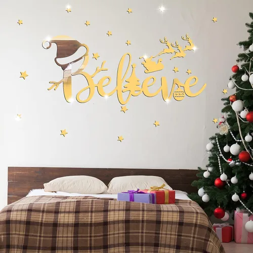 Vista 2 de Espejo acrílico de muñeco de nieve de Navidad, adhesivo autoadhesivo para ventana, calcomanía decorativa de pared para bricolaje, hogar, pared
