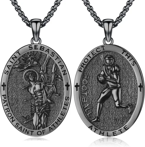 Vista 83 de Collar de amuleto de medalla de San Patrono de plata/oro de 14 39A-St Peregrino-Plata