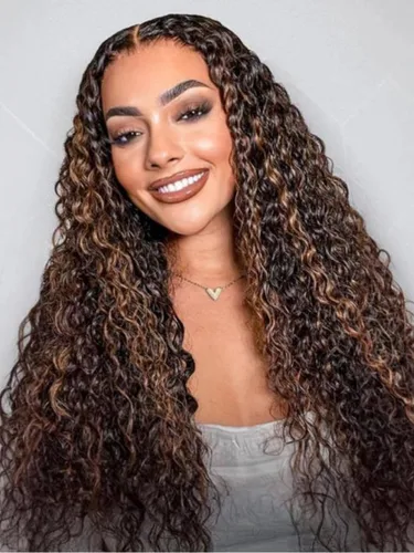 Vista 10 de Nadula Peluca Sin Deslizamiento 13x4 HD Rizada Birmana con Cordón de Cabello Humano con Extremos en Espiral de Dedo, Sin Pegamento Pre Cortada
