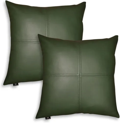 Vista 135 de Funda de almohada de cuero de cordero 100% cuero de cordero – Funda de cojín para sofá – Fundas decorativas para sala de estar y dormitorio, cuero