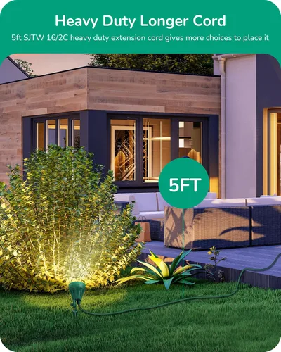 Vista 5 de EDISHINE Foco de 120 V para exteriores, 5 lentes de color extra, 5.5 W 500 lúmenes, foco LED impermeable para exteriores, iluminación de paisaje