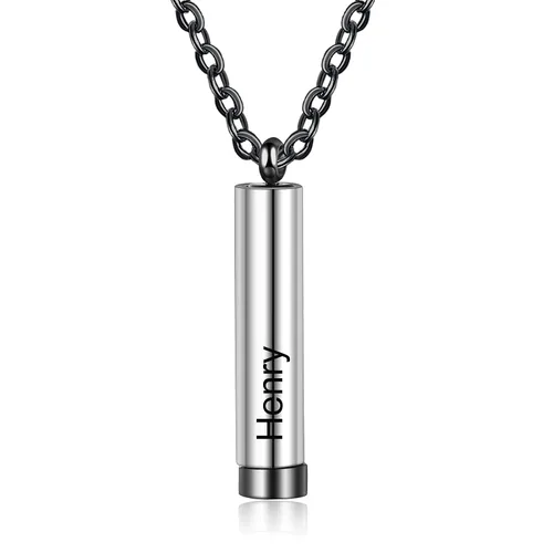 Vista 2 de Collar con Mensaje Secreto Collar de Barra Grabado Personalizado para Hombres Joyería con Mensaje Oculto y Significado Regalo de Acero Inoxidable