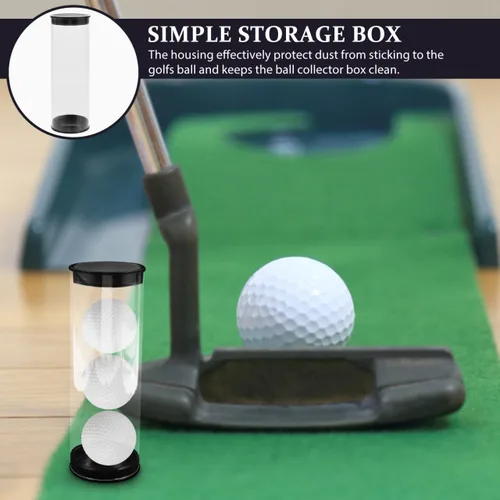Vista 7 de CLISPEED Tubo de almacenamiento de pelotas de golf, paquete de 2 soportes de plástico transparente para pelotas de golf con tapas, vitrina