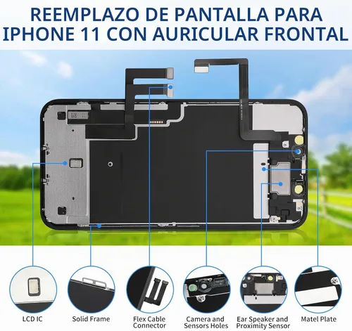 Vista 2 de Reemplazo de pantalla para iPhone 11 con sensor de proximidad de altavoz de oído