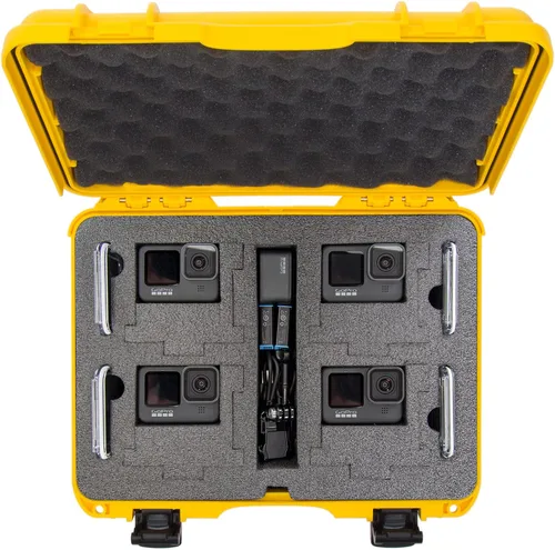 Vista 6 de NANUK 910 Estuche rígido impermeable con inserto de espuma para cuatro GoPro Hero 9 y 10 - Amarillo (910-4GOPH94)