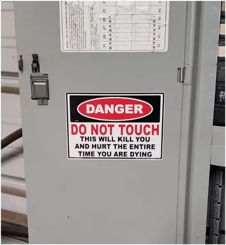 Vista 2 de Pegatina Danger Do Not Touch This Kills Safety Decal Unlimited Advertencia eléctrica Hecho en Texas 3.5 x 5