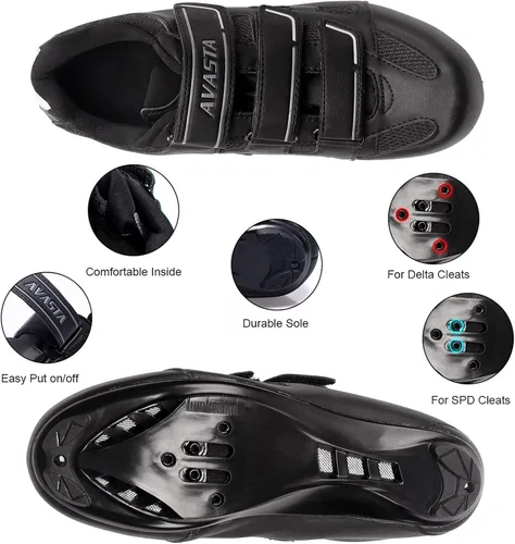 Vista 3 de AVASTA Unisex Cycling Shoes Indoor Bicycle Shoes Compatible with Peloton Shimano SPD Look Delta