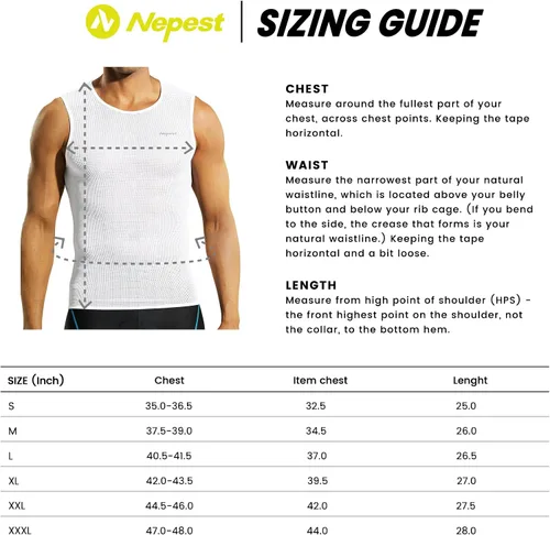 Vista 7 de Nepest Mens VestsShort Sleeve Biking Base Layer Breathable Mesh Sleeveless Cycling Baselayer Bicycle Ultralight Undershirts