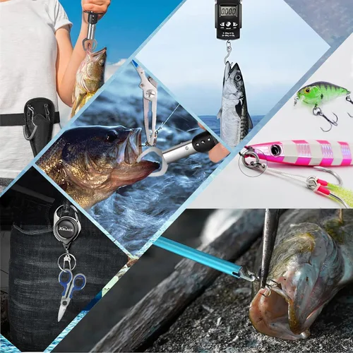 Vista 7 de XBLACK Kit de herramientas de pesca, alicates de pesca, pinza de pescado, báscula de pesca, herramientas de agarre de pescado, equipo de pesca