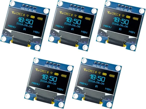 Vista 9 de Hosyond 5 Piezas 0.96 Pulgadas OLED I2C IIC Módulo de Pantalla 12864 128x64 Píxeles SSD1306 Mini Pantalla OLED Autoluminiscente Compatible con Azul