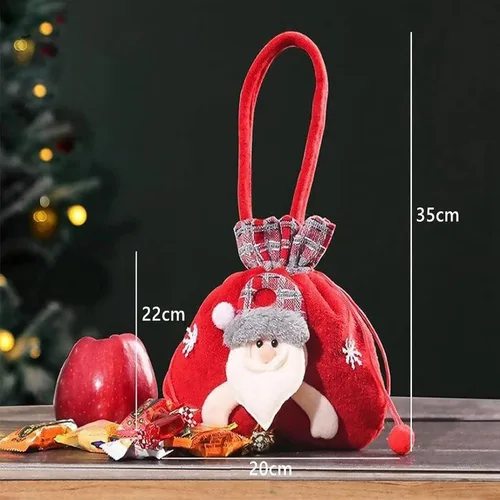 Vista 8 de KEIGPERI 1 juego de bolsas para muñecas de regalo de Navidad, bolsas de regalo reutilizables con cordón, bolsas de regalo de Navidad con cordón
