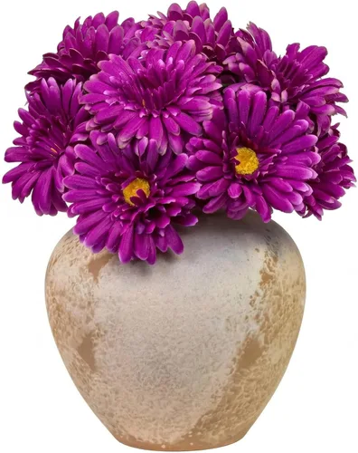 Vista 20 de TOPIA Margaritas africanas artificiales, margaritas africanas, flores de seda, gerberas artificiales, paquete de 10 unidades (negro)