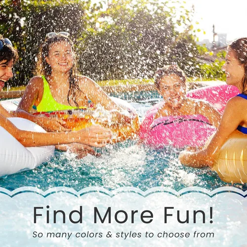 Vista 7 de Silla inflable de piscina Shangri-La azul y blanco con portavasos de 68.5 pulgadas