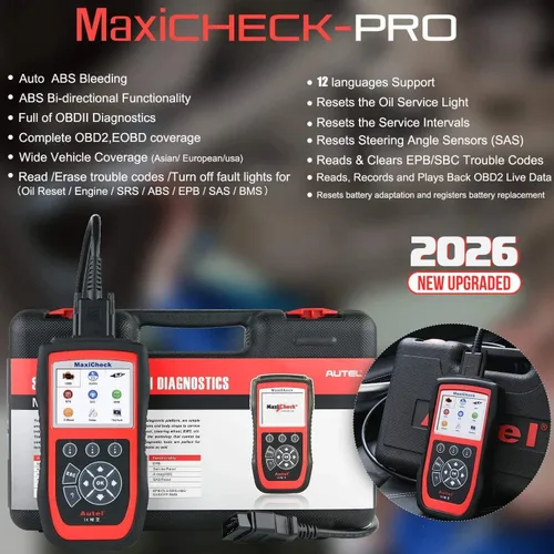 Vista 2 de Autel MaxiCheck PRO - Herramienta de escaneo automático de purga para purga de frenos ABS, escáner de diagnóstico OBD2 ABS SRS, reinicio de aceite