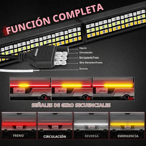 Vista 2 de Barra de luz LED para compuerta trasera de 60 pulgadas con marco de aluminio, Wayup tira de luz trasera LED de triple fila para luces de Ámbar