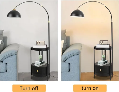 Vista 5 de OUKANING Lámpara de pie de decoración industrial con luz de escritorio rústica de metal ajustable, para sala de estar, dormitorio, oficina, casa