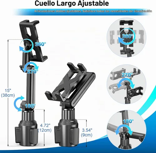 Vista 4 de Soporte para tablet de automóvil para camión, iPad con soporte de brazo ajustable de 15 pulgadas para tablet iPhone 4.7-13 pulgadas, iPad Pro Air