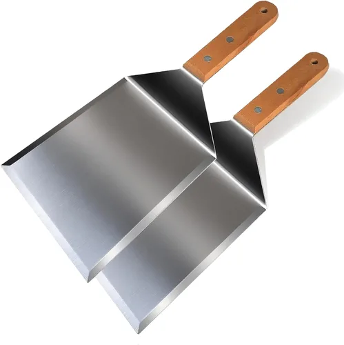 Vista 8 de Smash Burger Spatula, Premium Large Meta Spatula - 6x5 inch Extra Wide Spatulas for Griddles & Grills, Steel Heavy Duty, Wooden Handle （1pcs）