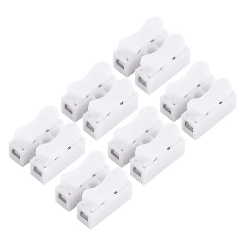 Vista 8 de 100 conectores de alambre de resorte, 5A 220 V 2 Pin Push Quick Wire Cable Conector Terminal de cableado blanco