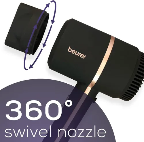 Vista 5 de Beurer HC35 - Secador de pelo compacto de 1500 W, tecnología iónica que reduce el encrespamiento, secador de pelo de viaje ligero y portátil con 4