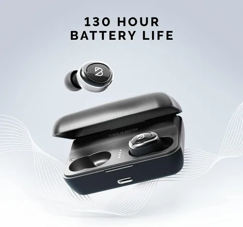 Vista 4 de Back Bay Audio Duet 50 Pro - Auriculares Bluetooth inalámbricos a prueba de sudor, batería de 130 horas de duración para iPhone, Android, mini