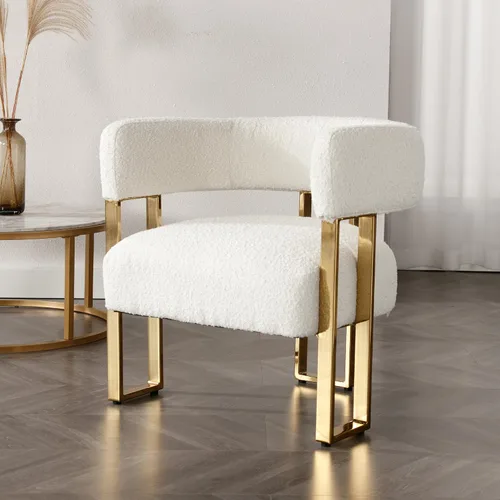 Vista 13 de Silla de acento barril para sala de estar con patas de metal dorado, silla lateral de terciopelo suave tapizada para dormitorio, sillón de lectura