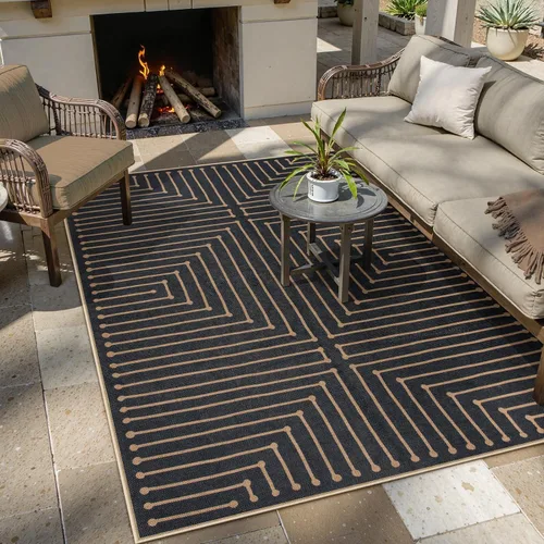 Vista 14 de Lahome Tapetes geométricos para puerta de interior para entrada, alfombra antideslizante lavable de 2 x 3 negro / neutro