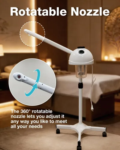 Vista 3 de Vaporizador facial profesional con función de ozono caliente, ideal para esteticistas y profesionales de la belleza, para uso en casa o en el salón