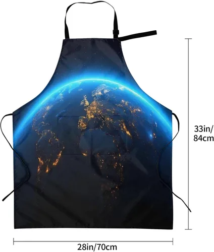 Vista 3 de Planet Earth For Waterproof Adjustable Adult Apron With Pockets For Men And Women Cooking, Painting