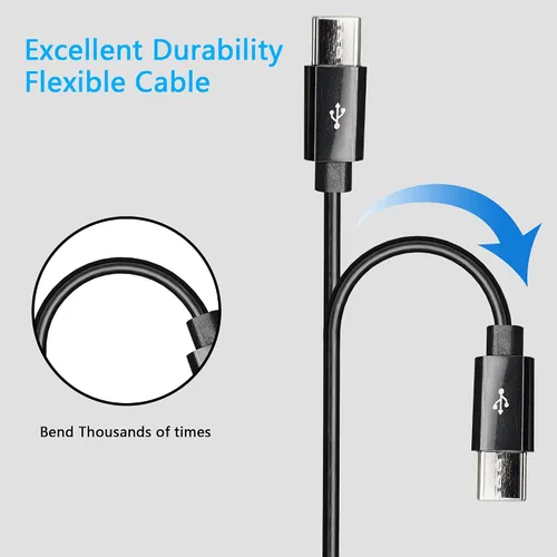 Vista 6 de CERRXIAN Cable de carga divisor USB tipo C, cable de carga múltiple 2 en 1 de 1 pies, USB A a 2 USB tipo C Y Splitter Data Snyc cable