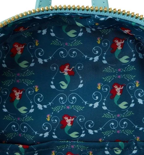 Vista 7 de Loungefly Disney La Sirenita Ariel Princess Lenticular Mini Mochila, verde azulado, Moderno