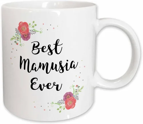 Vista 10 de 3dRose InspirationzStore – Love Series – Floral Best Mamusia Ever bonita acuarela rosa flores – Polaco mamá – tazas (taza_311973), Negro/Blanco