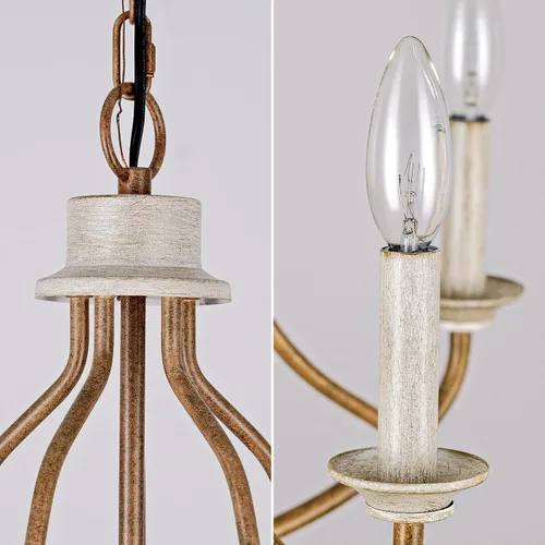 Vista 5 de Lámpara de araña retro de bronce de 5 luces, 25 pulgadas, estilo rústico antiguo, para isla de cocina, comedor y sala de estar (bronce retro)