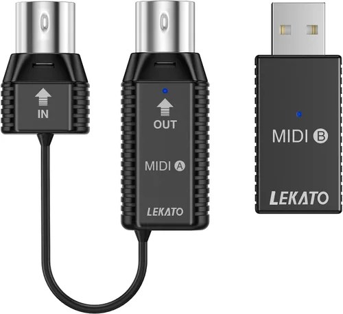 Vista 10 de LEKATO Cable MIDI, MIDI a USB C, interfaz MIDI tipo C con conexión de entrada y salida, teclado/sintetizador para edición de grabación, cable