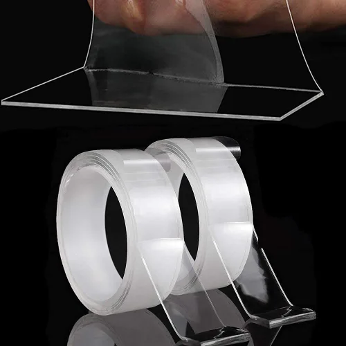 Vista 3 de Realth Cinta nano de doble cara de 2 pulgadas x 16.5 pies, resistente, adhesivo de montaje transparente para paredes de hormigón y paredes
