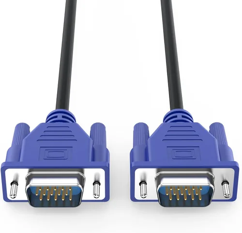 Vista 6 de Cable VGA a VGA de 6 pies, VGA a VGA para monitor de computadora, cable de computadora 1080P Full HD macho a macho, cable blindado HD15, cable