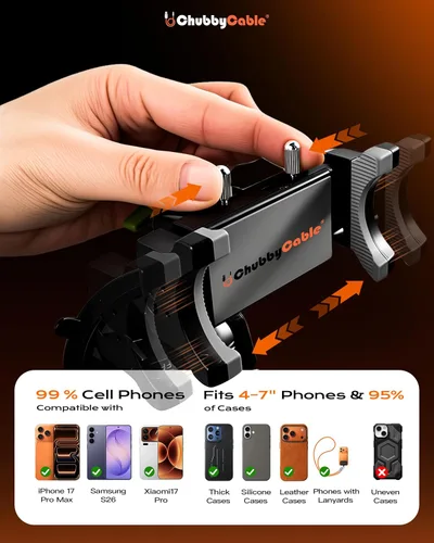 Vista 7 de Chubbycable - Soporte para teléfono de coche con ventosa, cabeza de abrazadera 360° adjustable magnetic head with a durable metal body and strong