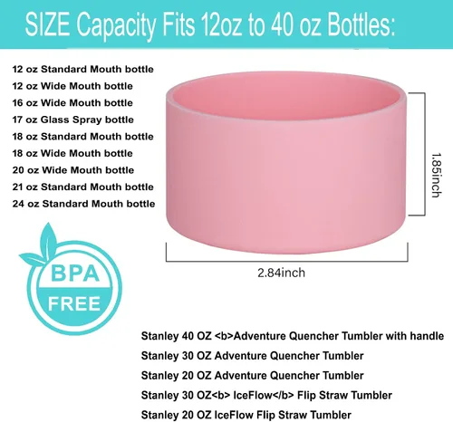 Vista 2 de QIANHAI Botas protectoras de silicona para vaso Stanley Quencher Adventure de 40 onzas y IceFlow de 30 onzas y 20 onzas, funda inferior de botella
