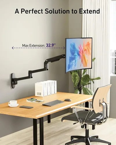 Vista 5 de Ergounion Brazo de extensión solo para soportes de monitor Ergounion, para aumentar la longitud del brazo, actualización perfecta para el brazo
