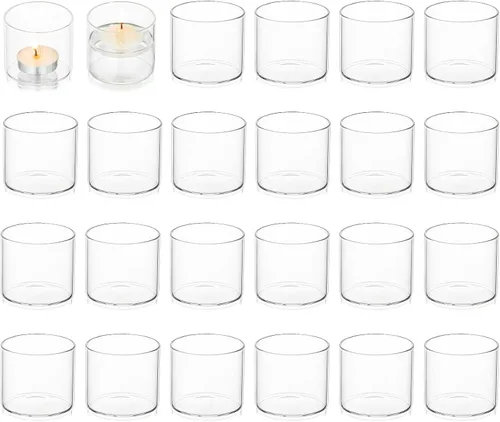 Vista 11 de Portavelas votive Tea Light – Mini portavelas de cristal transparente como velas a la luz de las velas para cenas, eventos, cumpleaños, boda